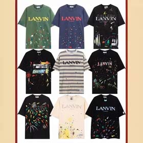 LANVLN European and American classic embroidery print ink splash men's short-sleeved T-shirt-1880  
