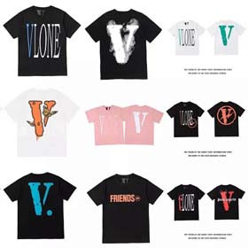 VLONE  big logo on the back round neck unisex printed short sleeves summer classic letters-1891  